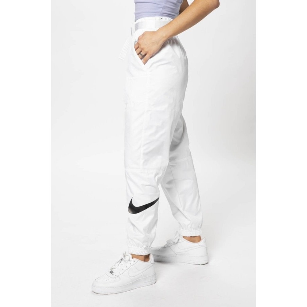 Nike Sportswear Women's Woven Cargo Joggers in White Belted wBlack Swoosh Size M - Picture 2 of 16